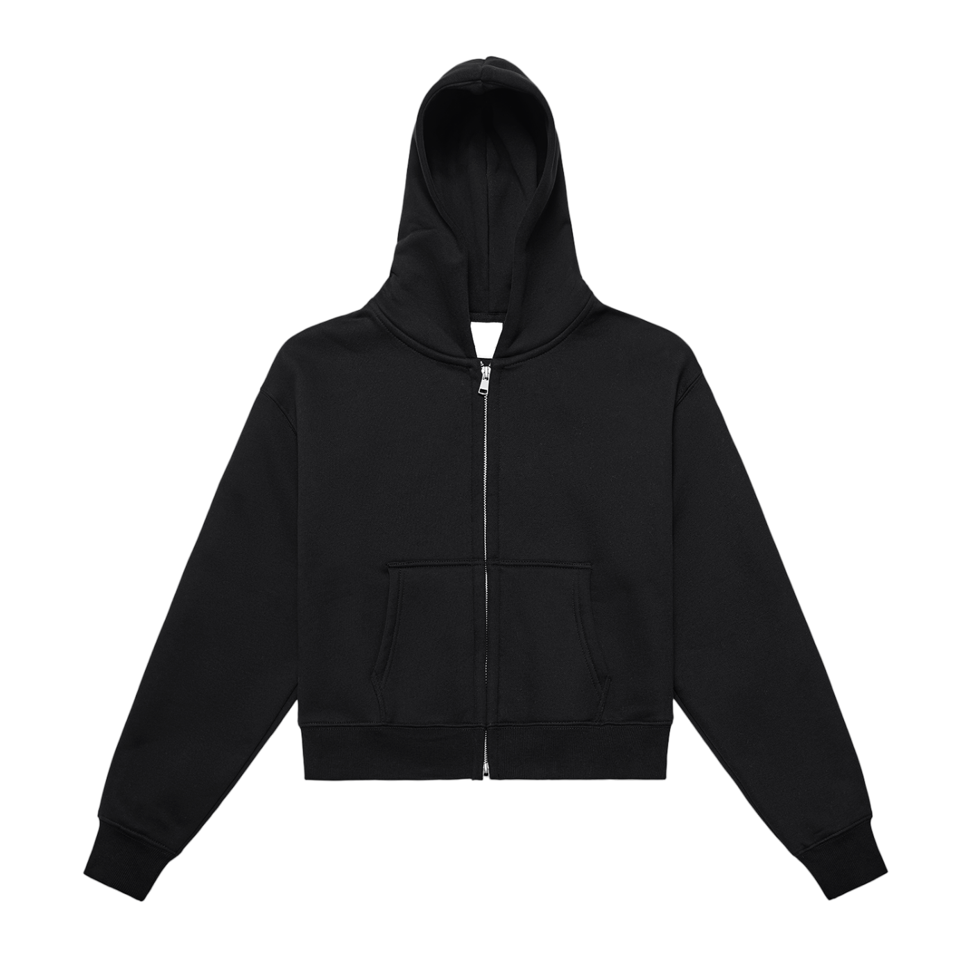 Womens Fleeced Zip-Up Cropped Hoodie