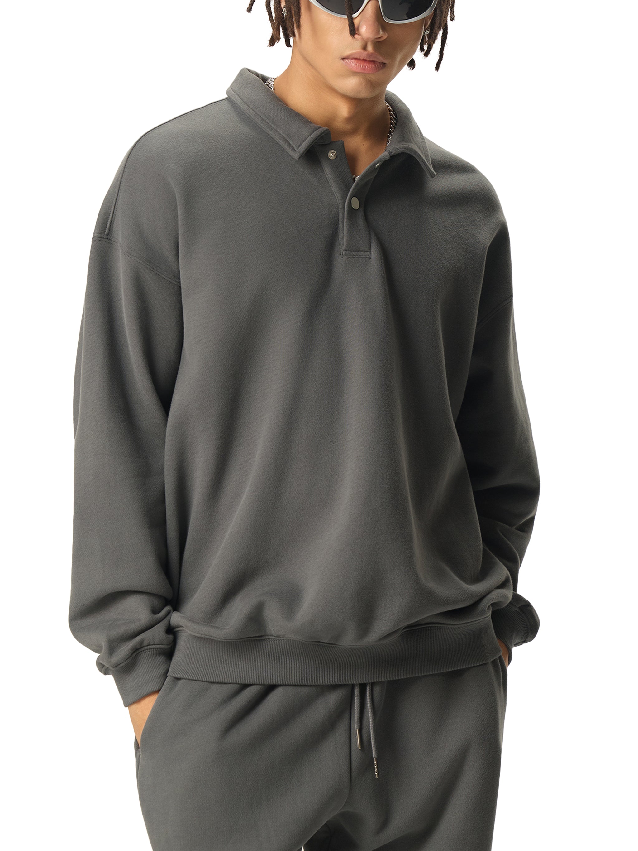 Polo-Collar Sweatshirt