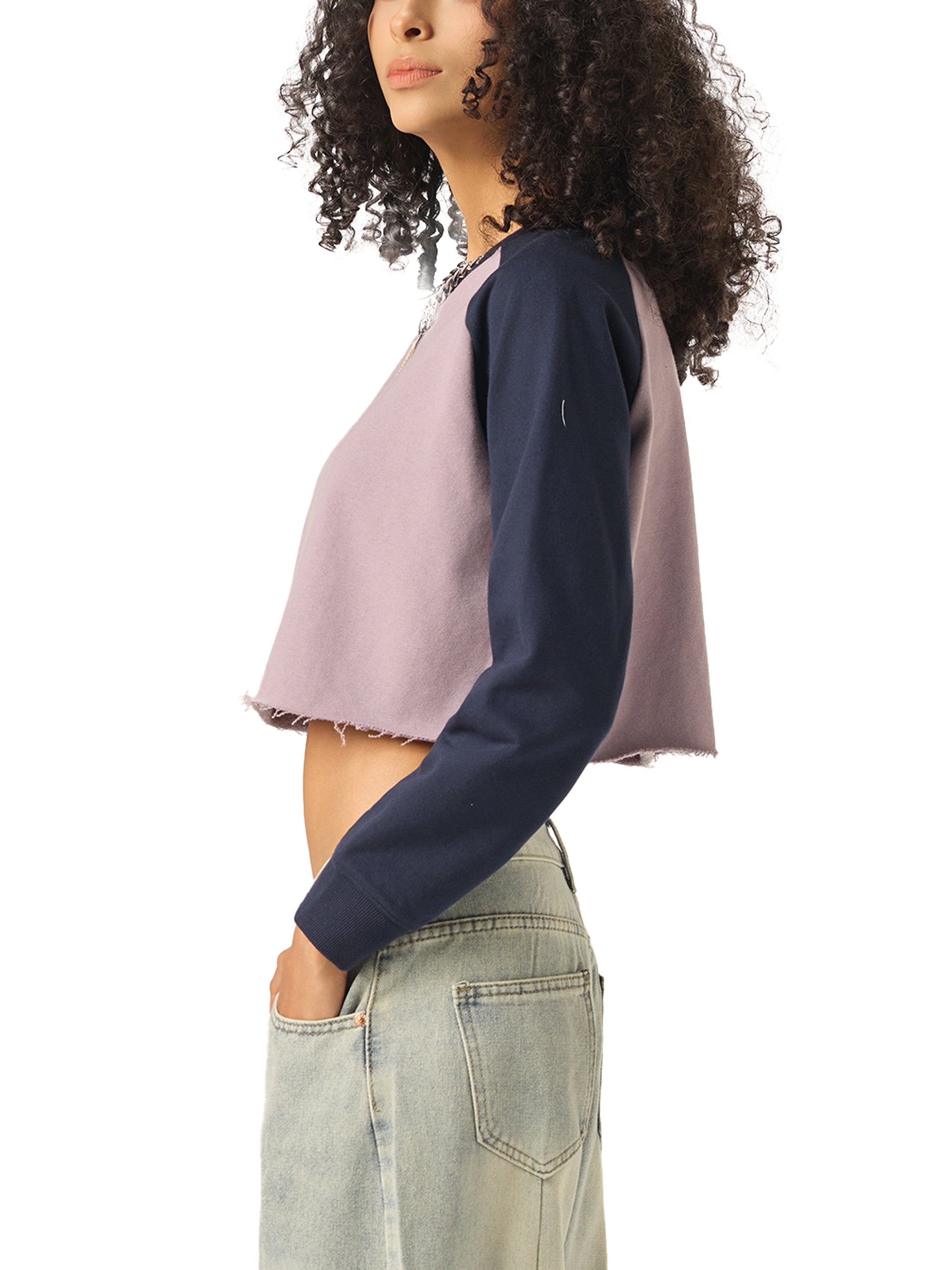 Raw-Hem Crop Sweatshirt