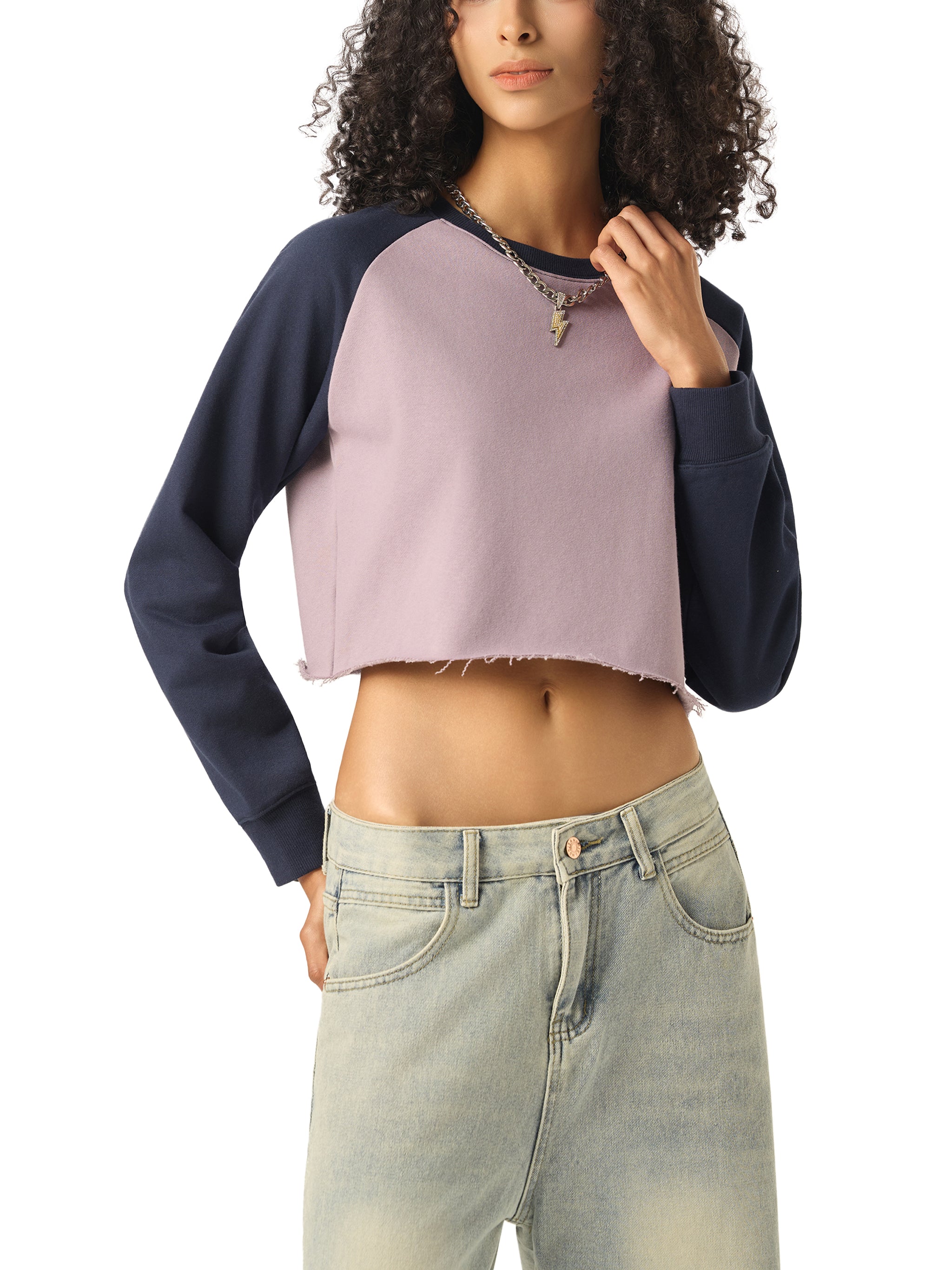 Raw-Hem Crop Sweatshirt